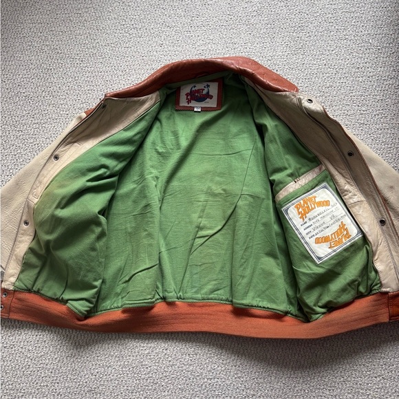 Vintage 1995 Planet Hollywood Leather Jacket Tan brown 2 tone Washington DC L - Picture 3 of 10
